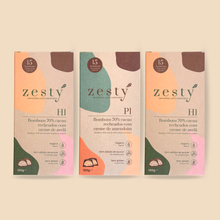 Cargar imagen en el visor de la galería, Bombones de chocolate H1 70% cacao con crema de avellanas (150g)