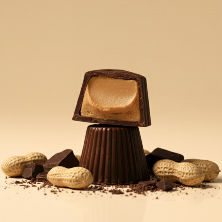 P1 Bombons de chocolate 70% cacau com creme de amendoim (150g)