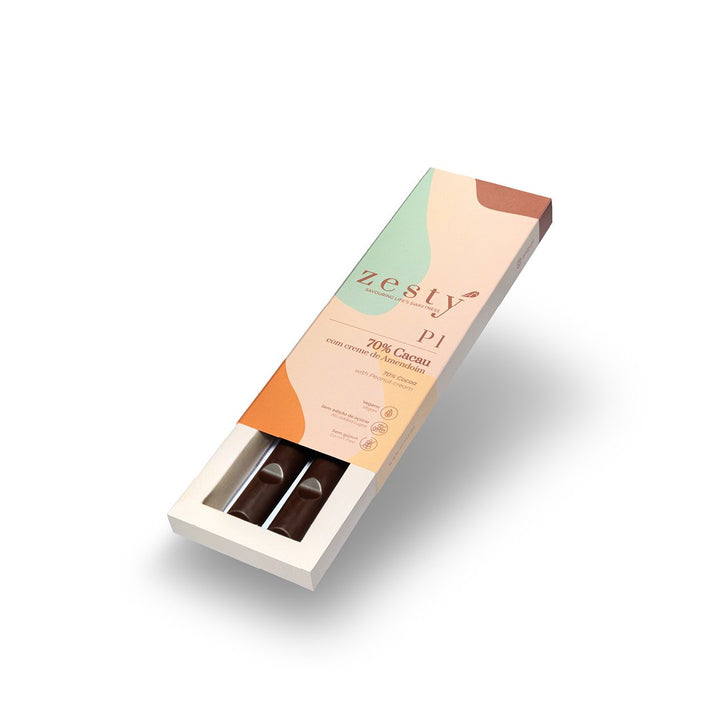 P1 Chocolate 70% Cacau com Creme de Amendoim (80g)